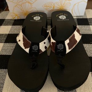 Yellow Box sandals. Size 10. NWT! Never worn. Cow print.
